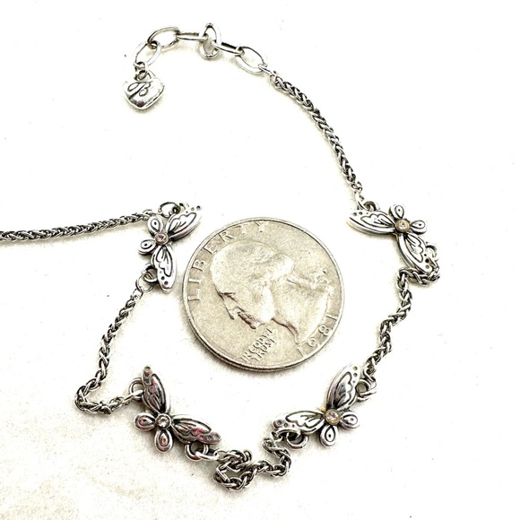 Vintage Brighton Silver Crystal Butterfly Ankle Bracelet NWOT - Picture 3 of 7